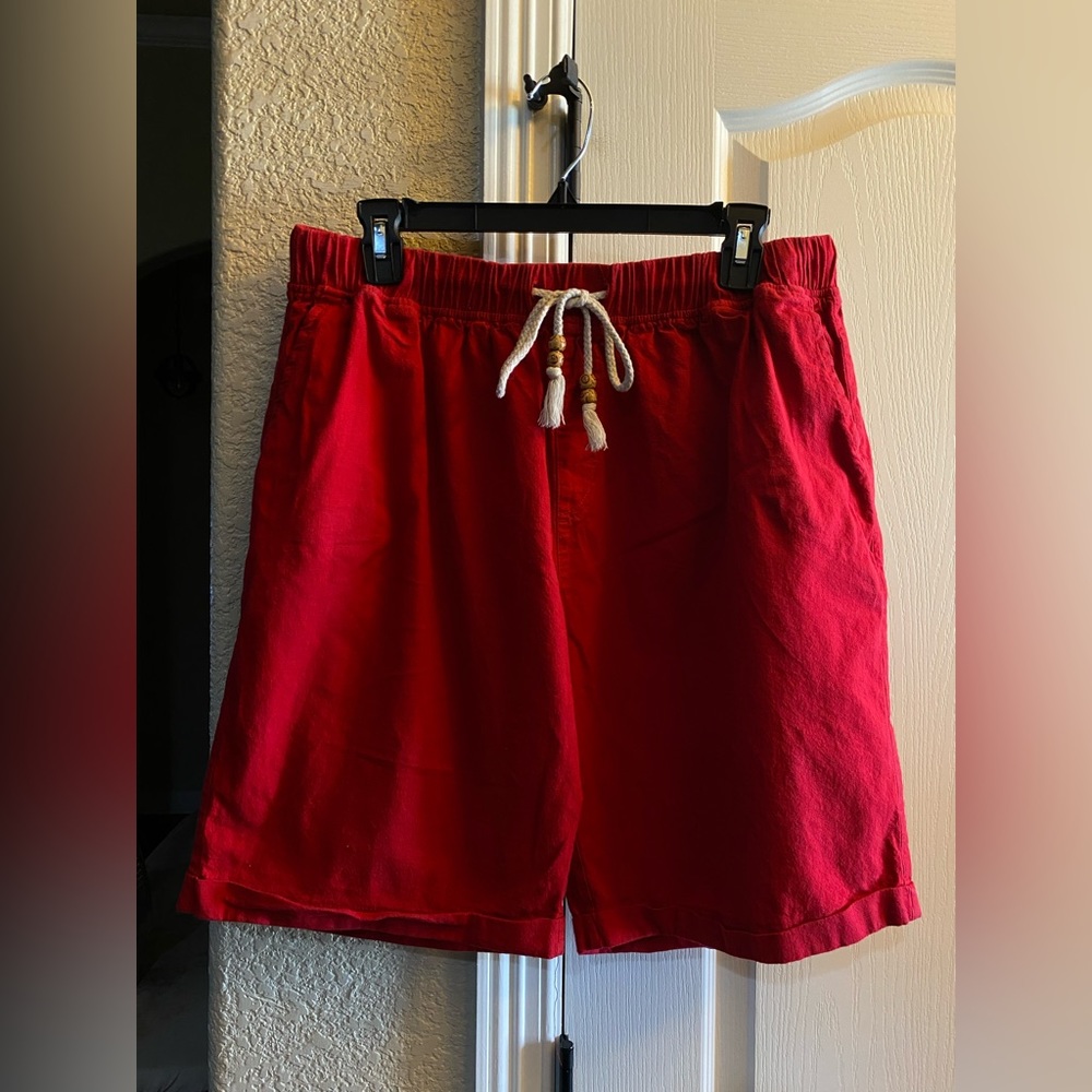 Man Wan Walk- Red Tie Front Shorts